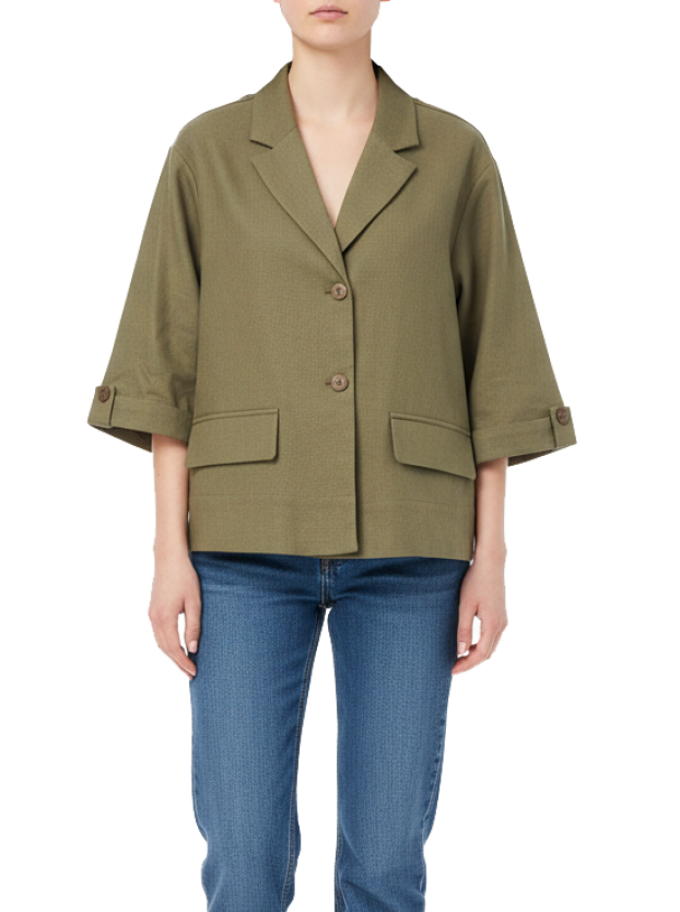 مانتو کتی لینن دکمه دار ساده زنانه رنگ سبز