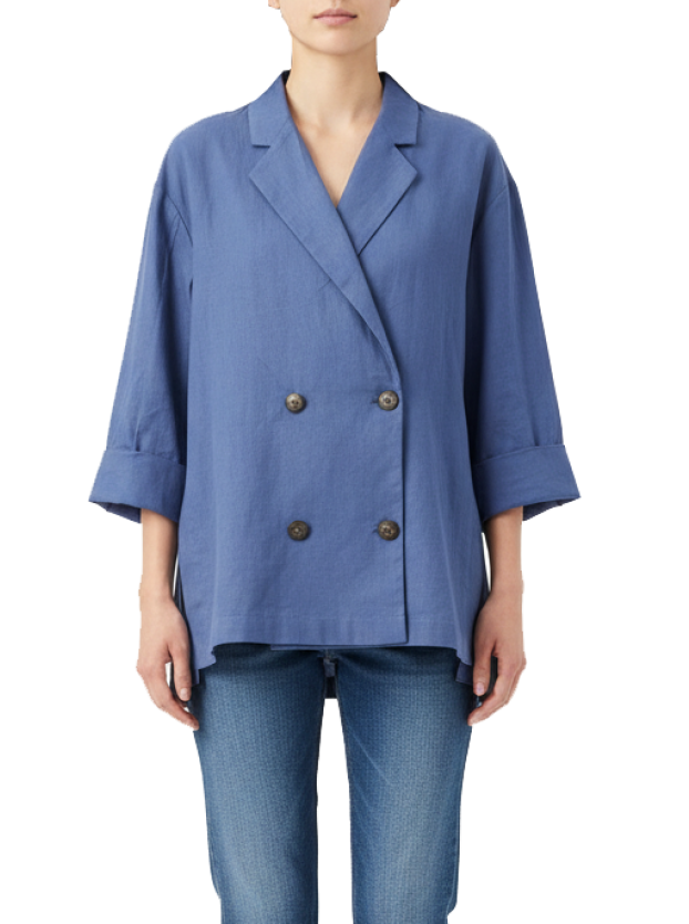 مانتو کوتاه لینن زنانه آبی