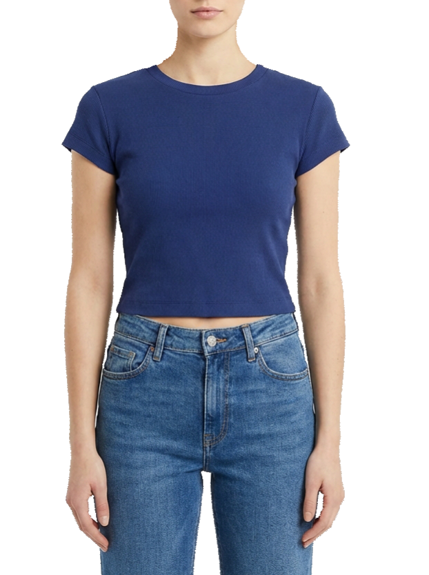 کراپ تیشرت زنانه آبی