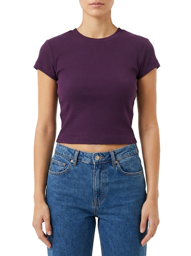 کراپ تیشرت زنانه بنفش 