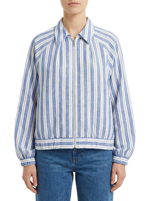  شومیز زیپ دار زنانه آبی سفید