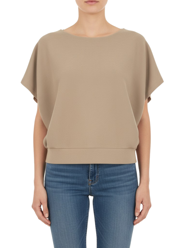 تیشرت آستین کیمونو زنانه کرم تیره