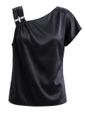 تاپ یقه رومی زنانه مشکی