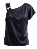 تاپ یقه رومی زنانه سرمه ای