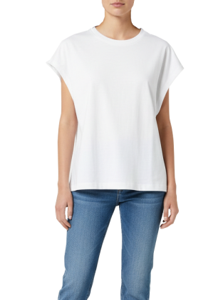 تیشرت یقه گرد زنانه سفید