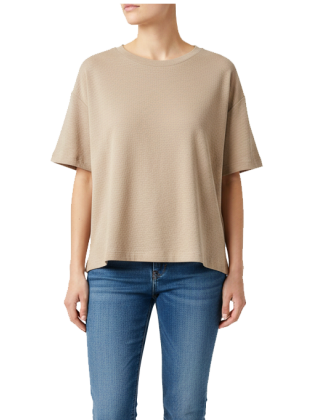 تیشرت آستین کوتاه زنانه کرم