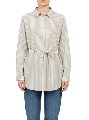 تونیک لینن ژاکارد زنانه کرم